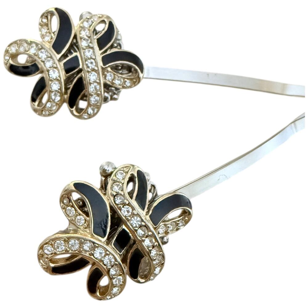 Bridal Hairpin Formal Black Silver Rhinestone Hair Pin Clips Wedding Accessories